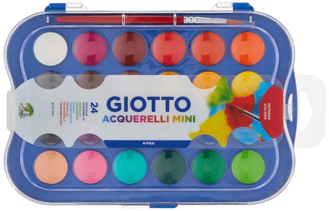 Aquarela em pastilha estojo 24 Cores Giotto